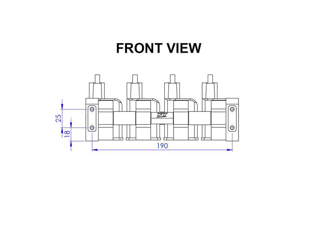 CAD drawing showing dimensions of CDI Ignition coil bracket.